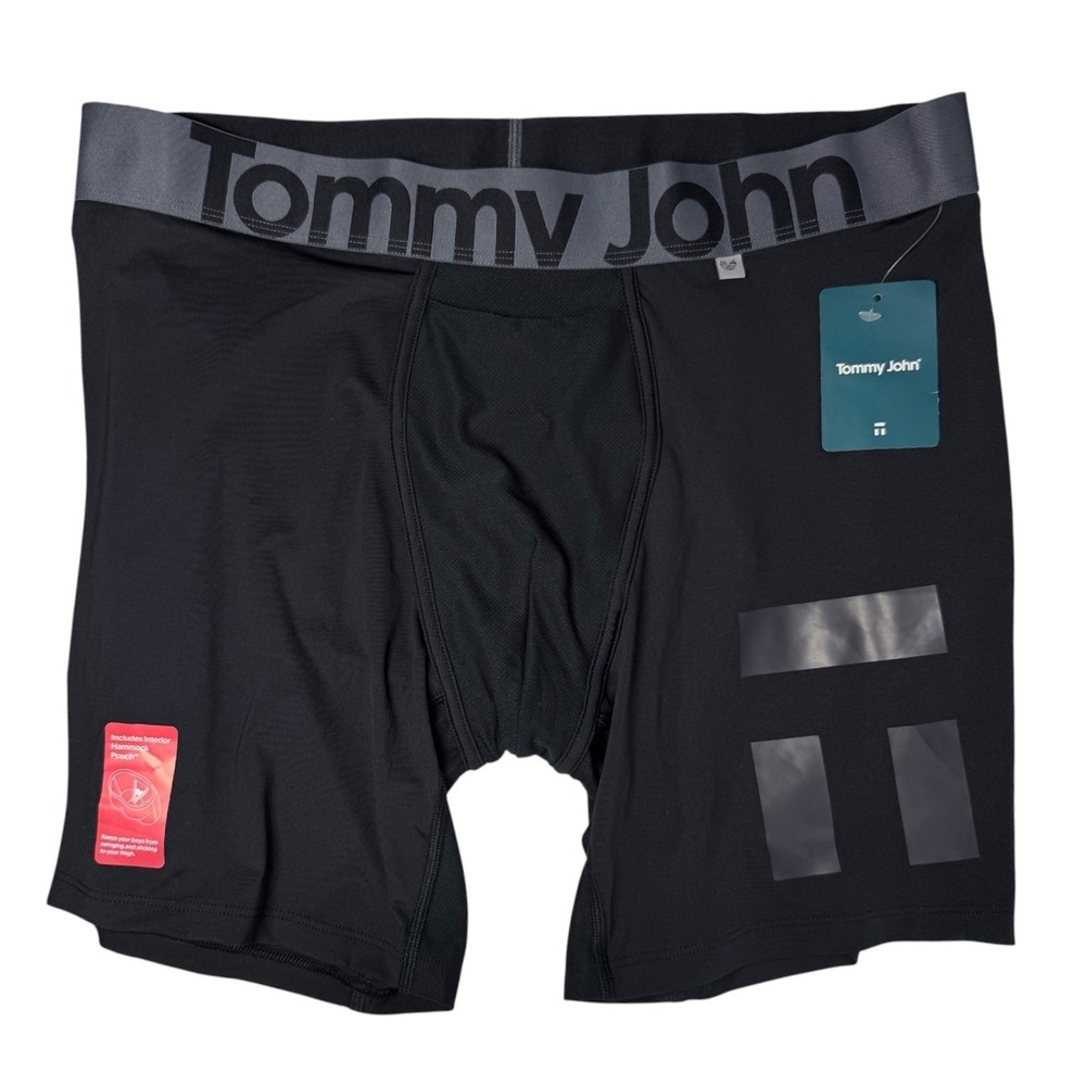 Tommy‎ John Mens XL Black 360 Sport Hammock Pouch 6" Boxer Briefs NWT